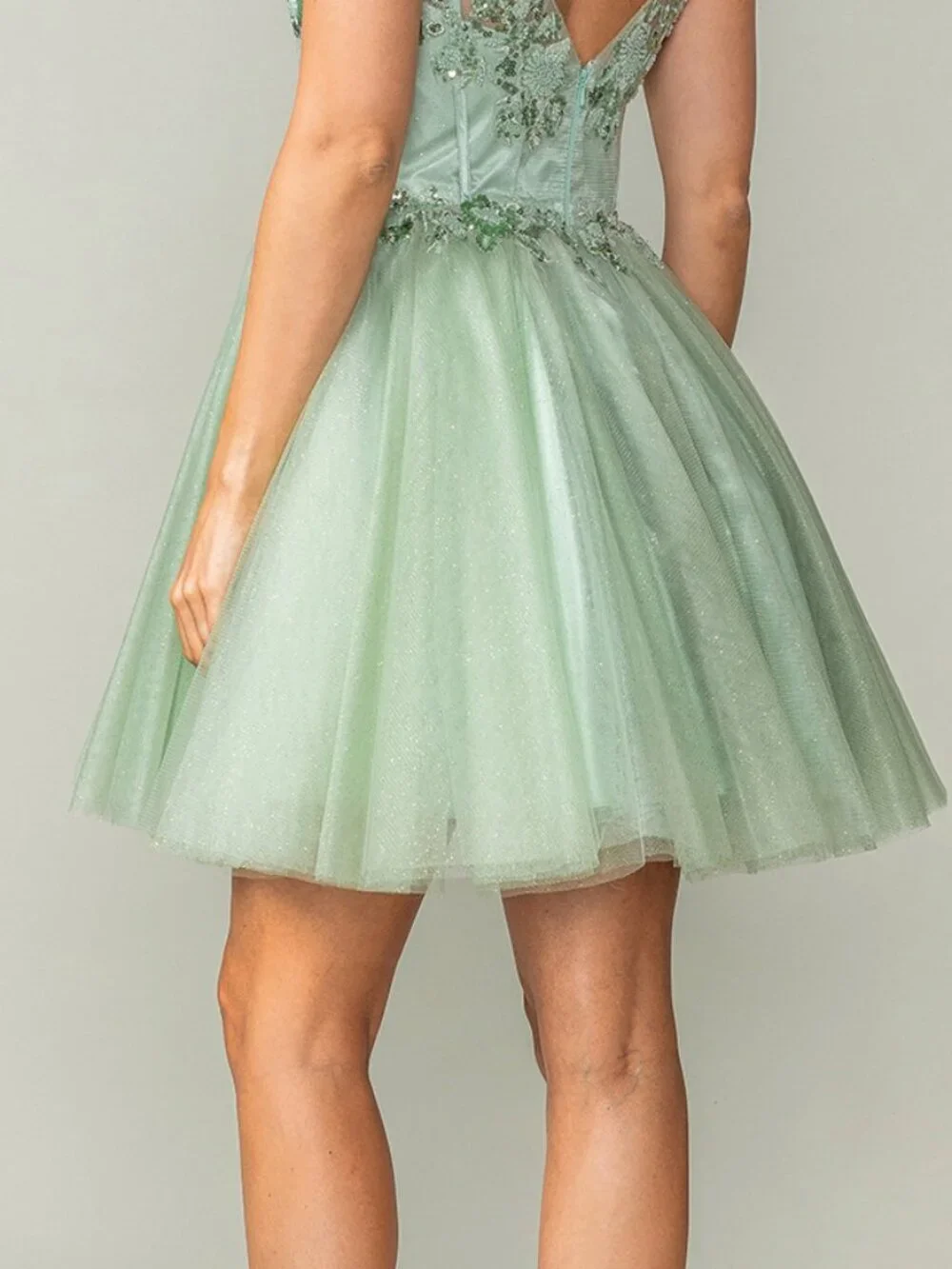 New Champagne Romantic Mini Homecoming Dress w/ Sequins Embroidery DQ 3374_6